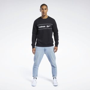 Bluza Męskie Reebok Classic Linear Crew Czarne PL 92KARWG